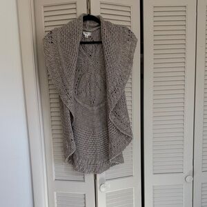 Open-Front Knit Cardigan Sweater - Taupe